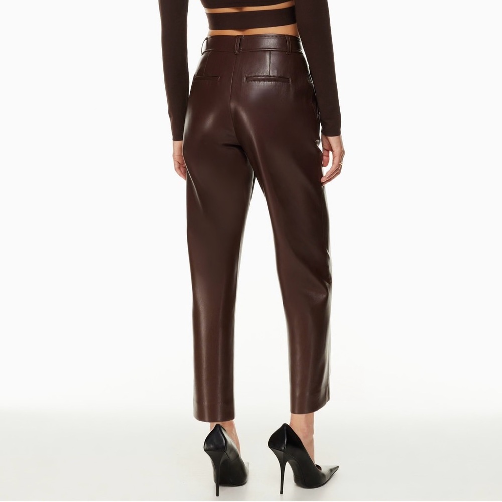 Aritzia Babaton Dark Brown Command Pant Mid-rise Vegan Leather Pants